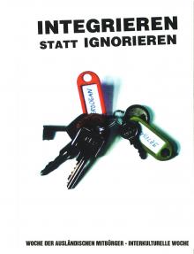 2003 und 2004: Postkarte "Integrieren statt ignorieren - Schlüssel"