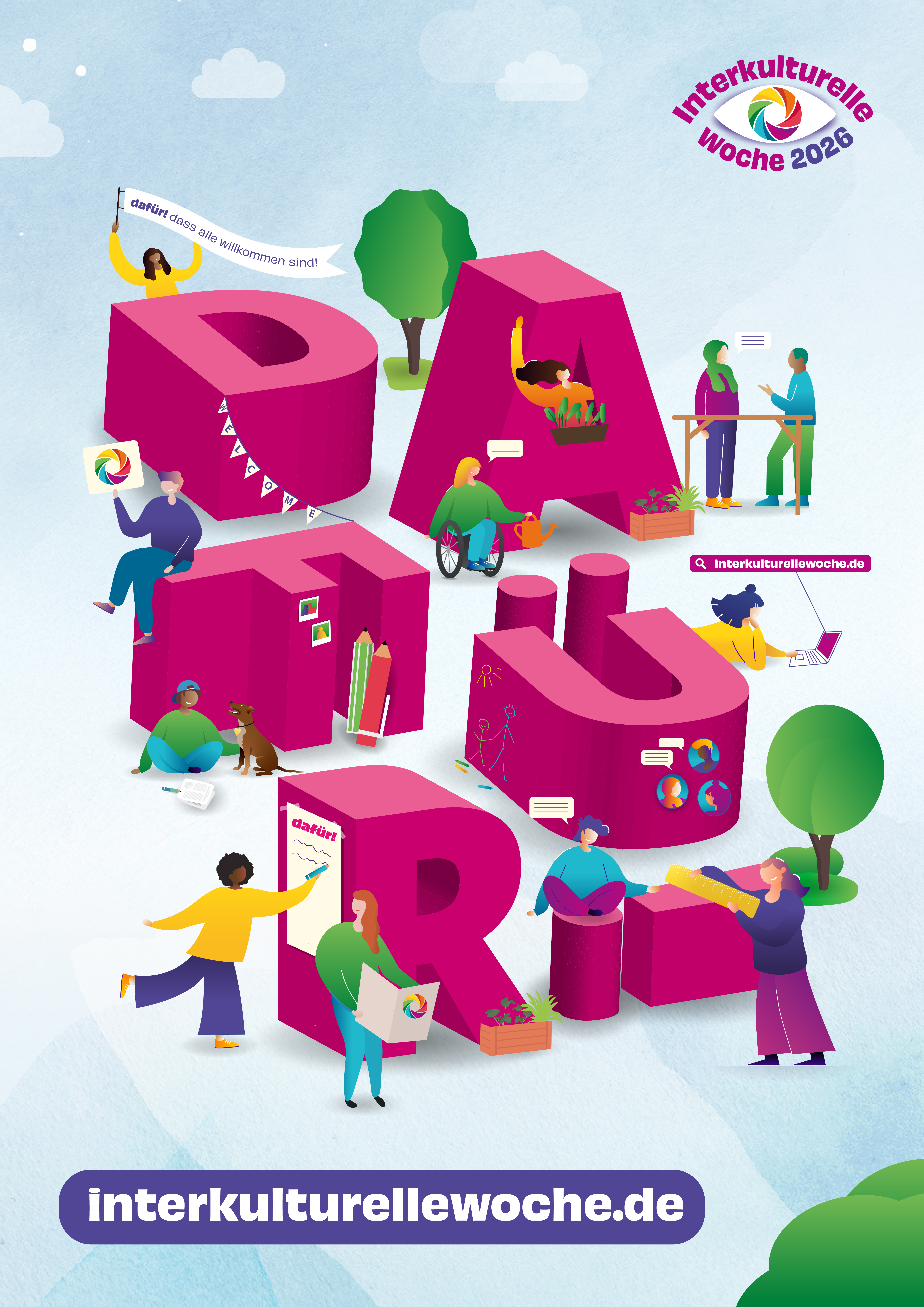 Das Aktionsplakat zur IKW 2026 mit dem Motto "dafür!"